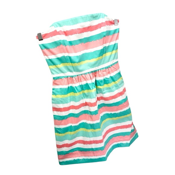 Vineyard Vines Painted Stripes Strapless Dress, Pink and Mint Green - Picture 5 of 14